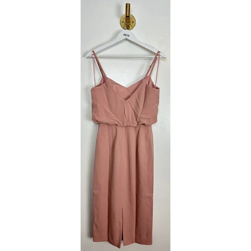 DRESS THE POPULATION Alondra Blouson Sheath Dress in Blush Size Small